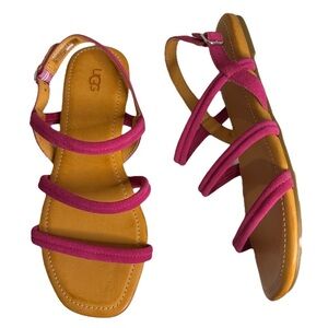 UGG Fuchsia and Tan Strappy Sandals